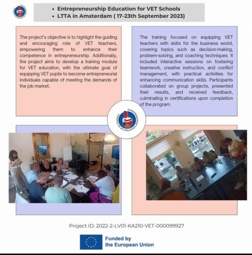 Projekta “Entrepreneurship Education for VET Schools” ietvaros izstrādā informatīvos materiālus!