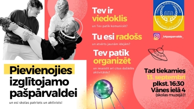 Aicinājums pievienoties izglītojamo pašpārvaldei