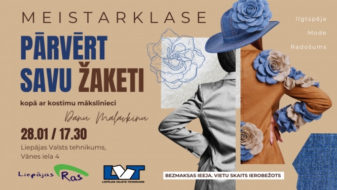 Aicinām uz meistarklasi “Pārvērt savu žaketi” kopā ar kostīmu mākslinieci Danu Maļavkinu