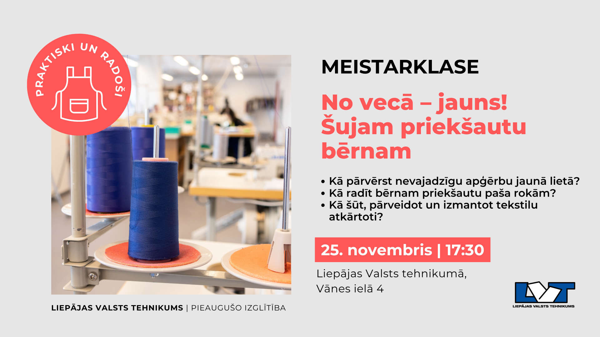 Meistarklase Šujam priekšautu bērnam